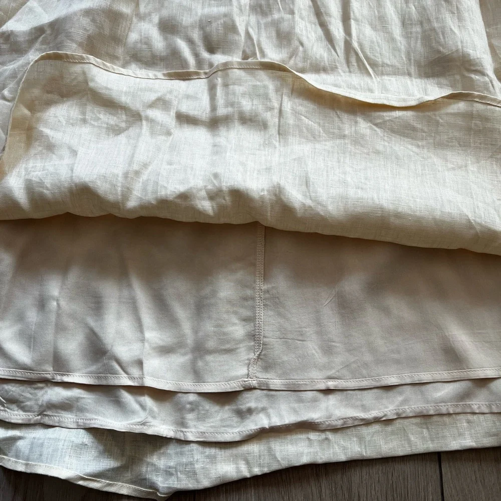 DISSH Cream Linen Midi Dress with Puff Sleeves - Picture 7 of 10